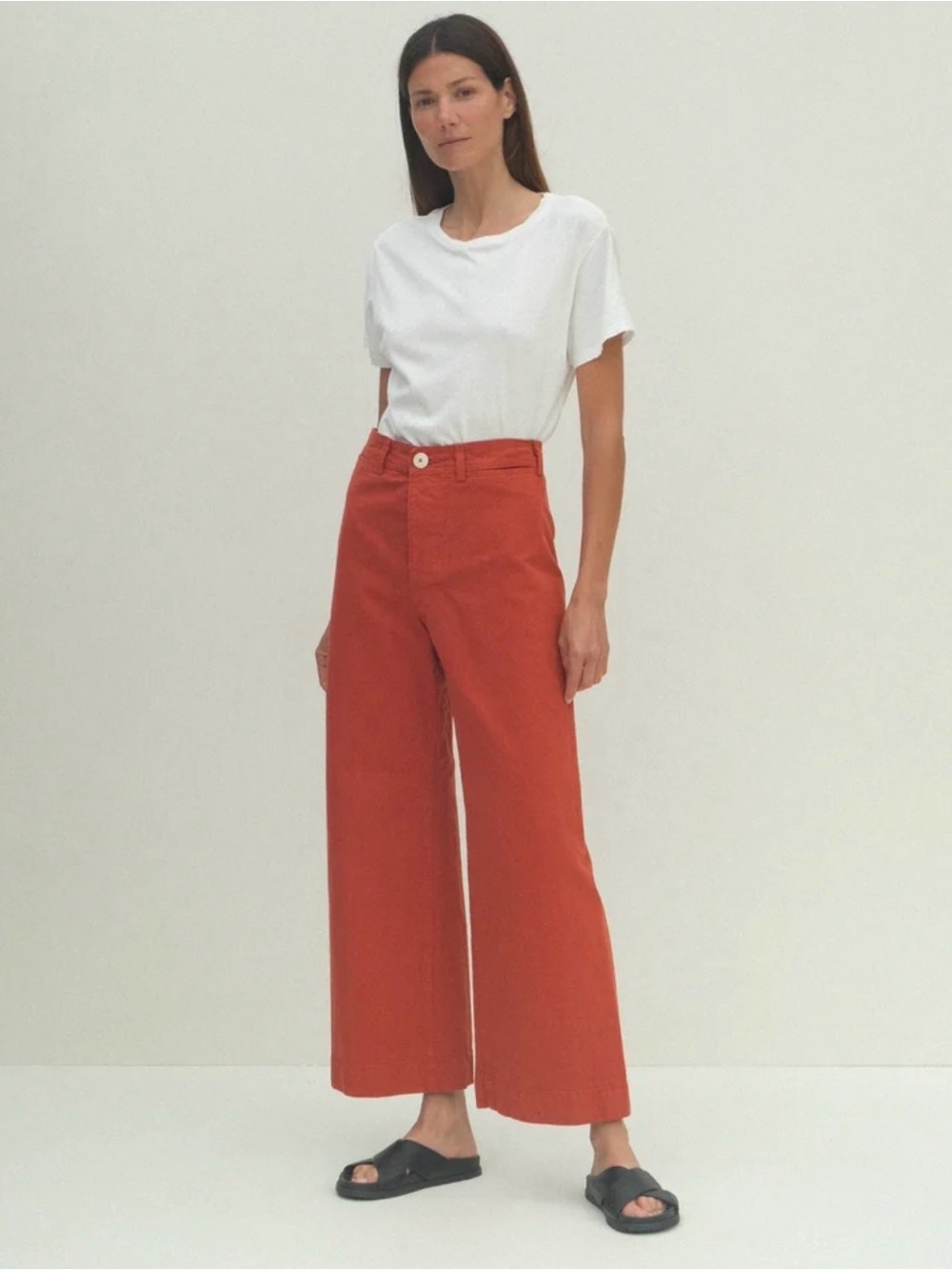 Jesse Kamm Sailor Wide-Leg Cropped Pants in Burnt Orange size 4